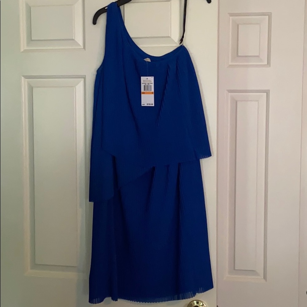 Michael Kors blue one shoulder dress